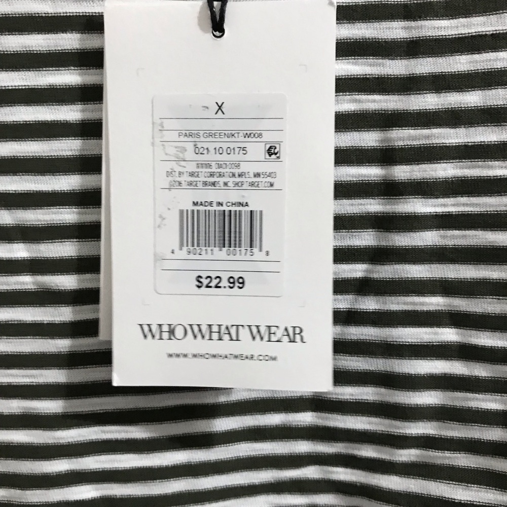 NWT WhoWhatWear Olive Stripe Bateau Tunic - Picture 3 of 6